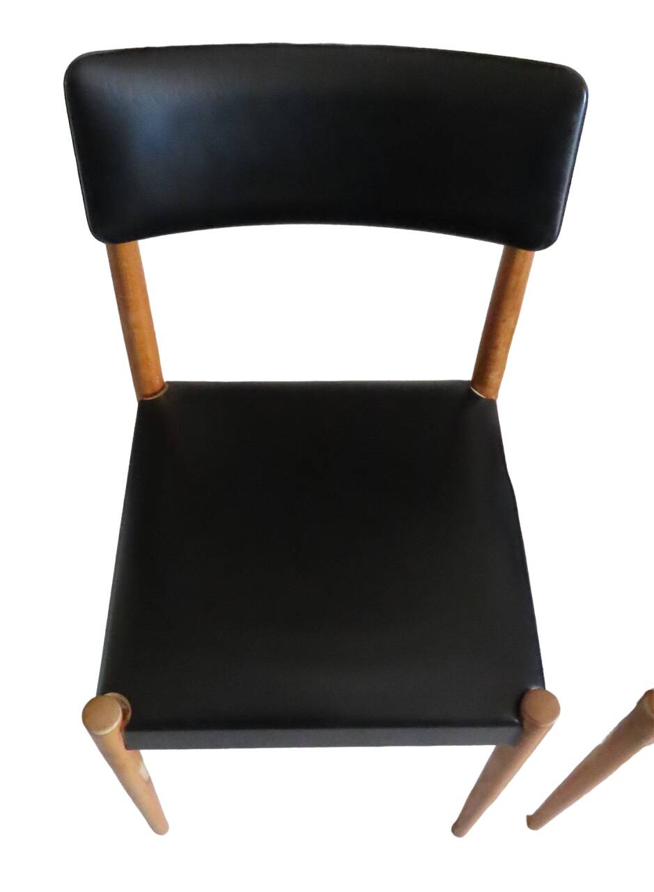 4 Chaises Scandinave Noires Années 50/60 Vintage