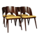 Ensemble de 4 chaises de salle à manger de style art déco en bois de chêne marron chocolat avec revêtement géométrique