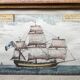 Marine watercolour on vellum paper in an antique wooden frame.