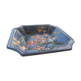 Empty ashtray pocket, rectangular plate in glazed ceramic slurry with an orchid pattern