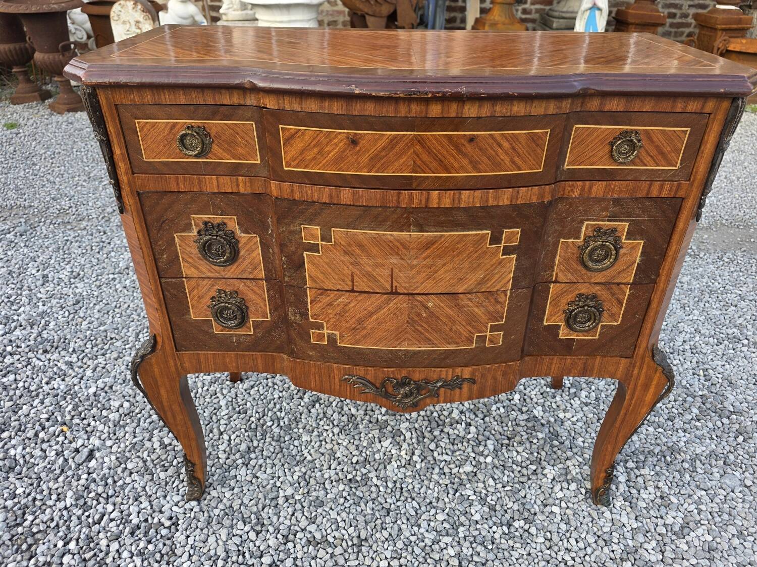 Commode transition in marquetry, Louis XV style, early 20th century.