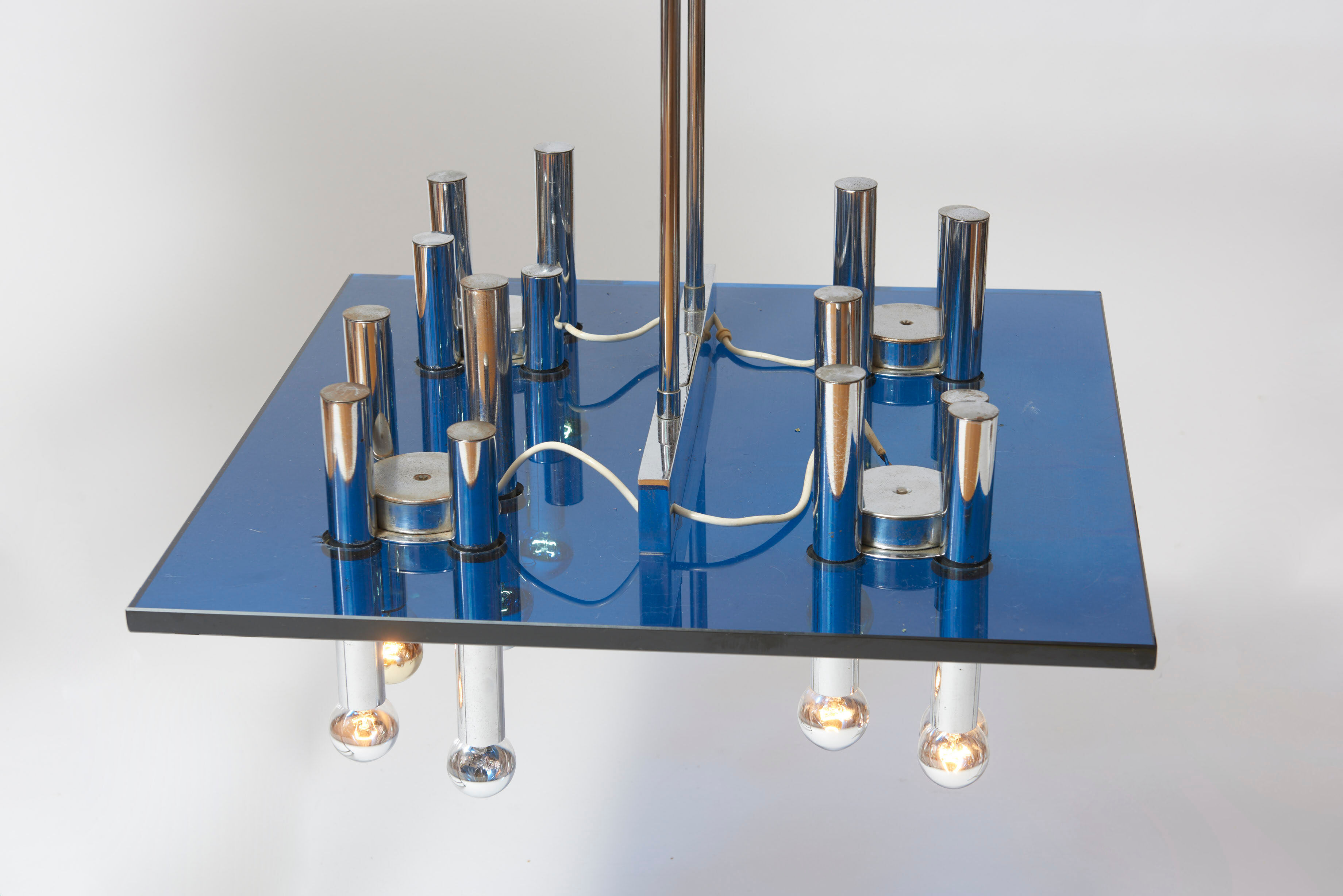 Suspension vintage en chrome et verre de Murano