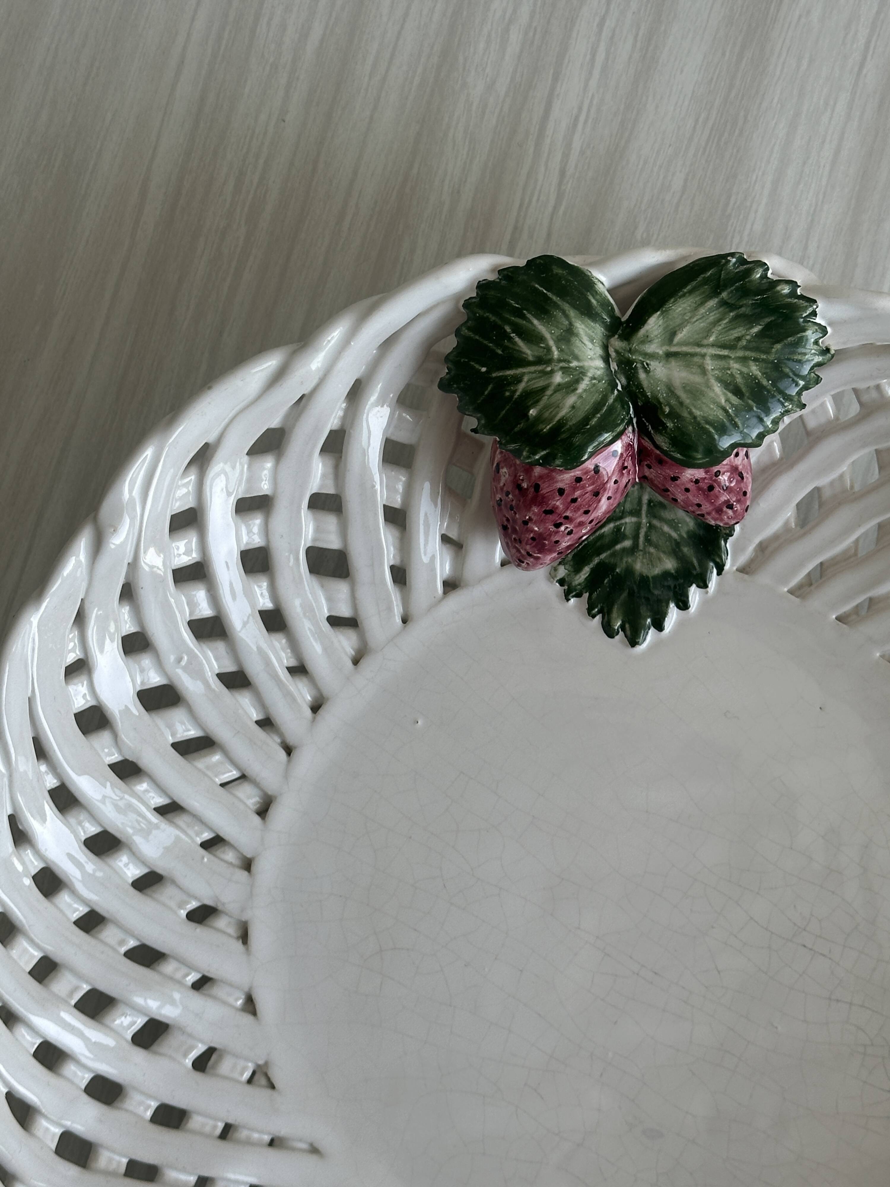 Large white twisted ceramic basket