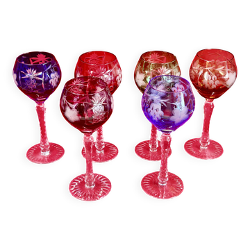 Verres à Vin du Rhin Roemer Cristal Taillé Couleurs 21 Cm Cristal de Lorrai