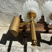 Old pair of wall sconces by Maison Lunel in brass and glass.