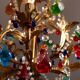Vintage brass and Murano glass chandelier