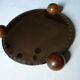 Plateau miroir orangé 3 pieds boule bois années 40