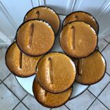 Set of 8 ceramic asparagus plates from Poët Laval 60s-70s