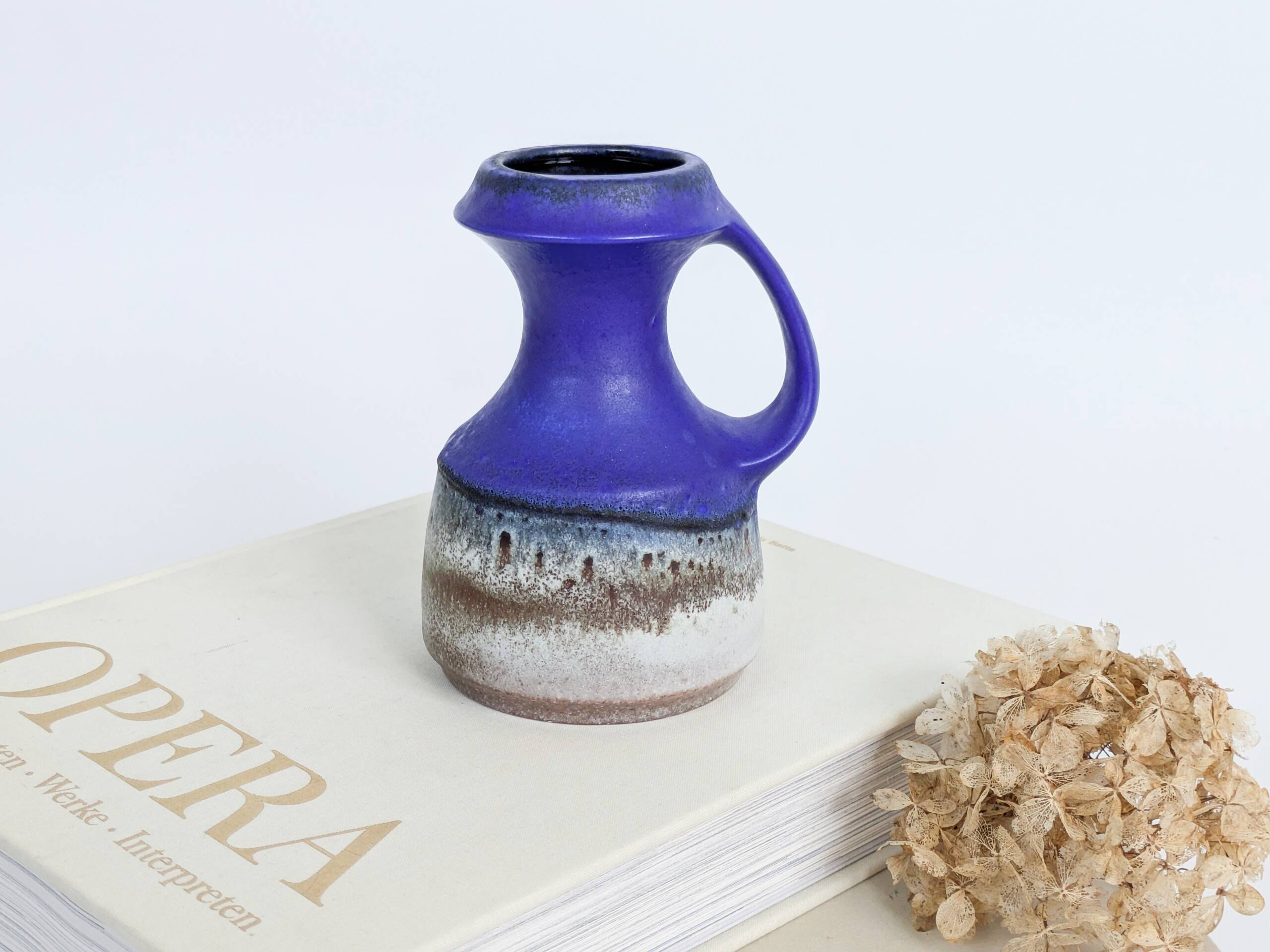 Vase Jug Steuler Ceramics West Germany Cobalt Blue 1960s