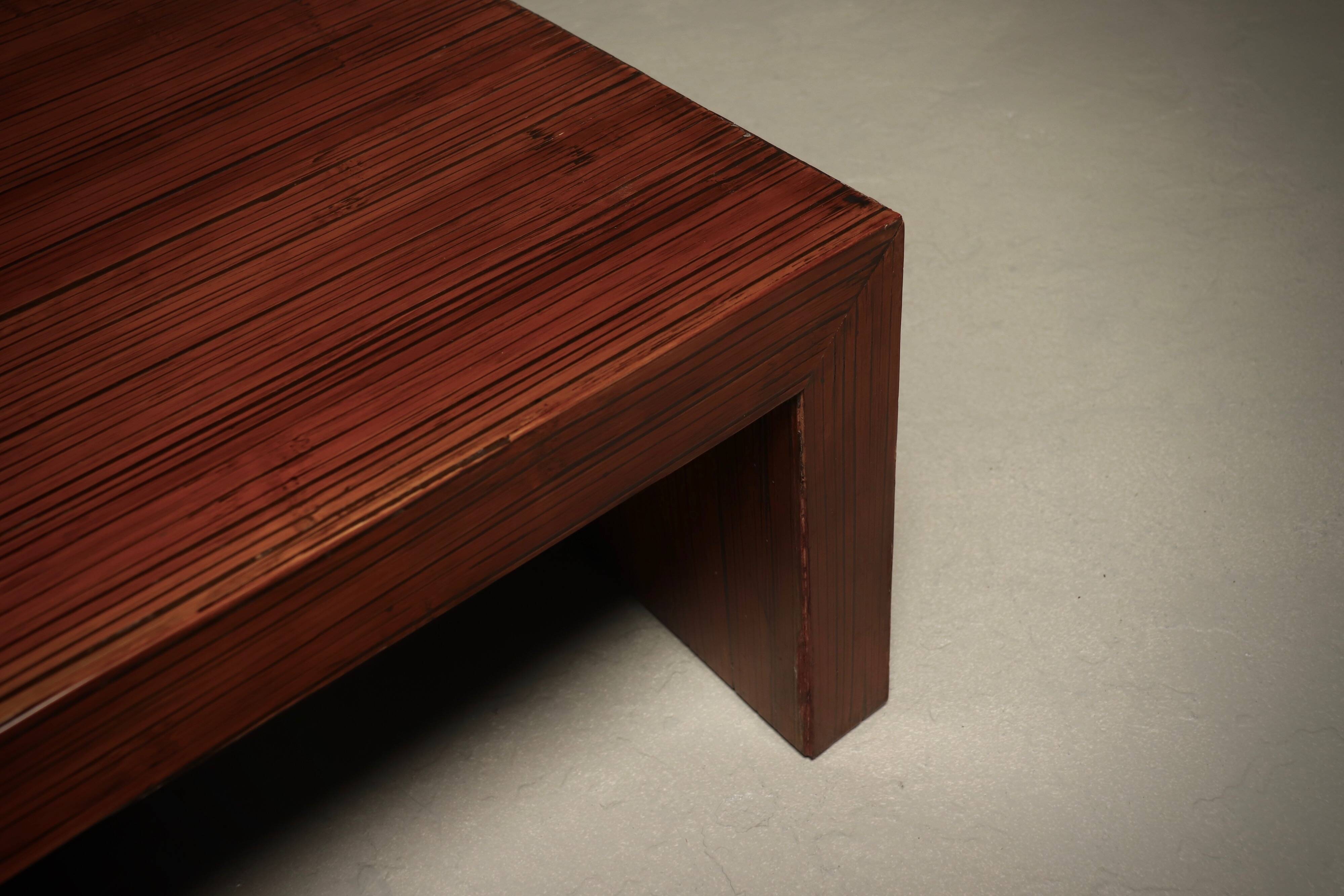 Large Bamboo Coffee Table in the Style of Axel Vervoordt 1980s