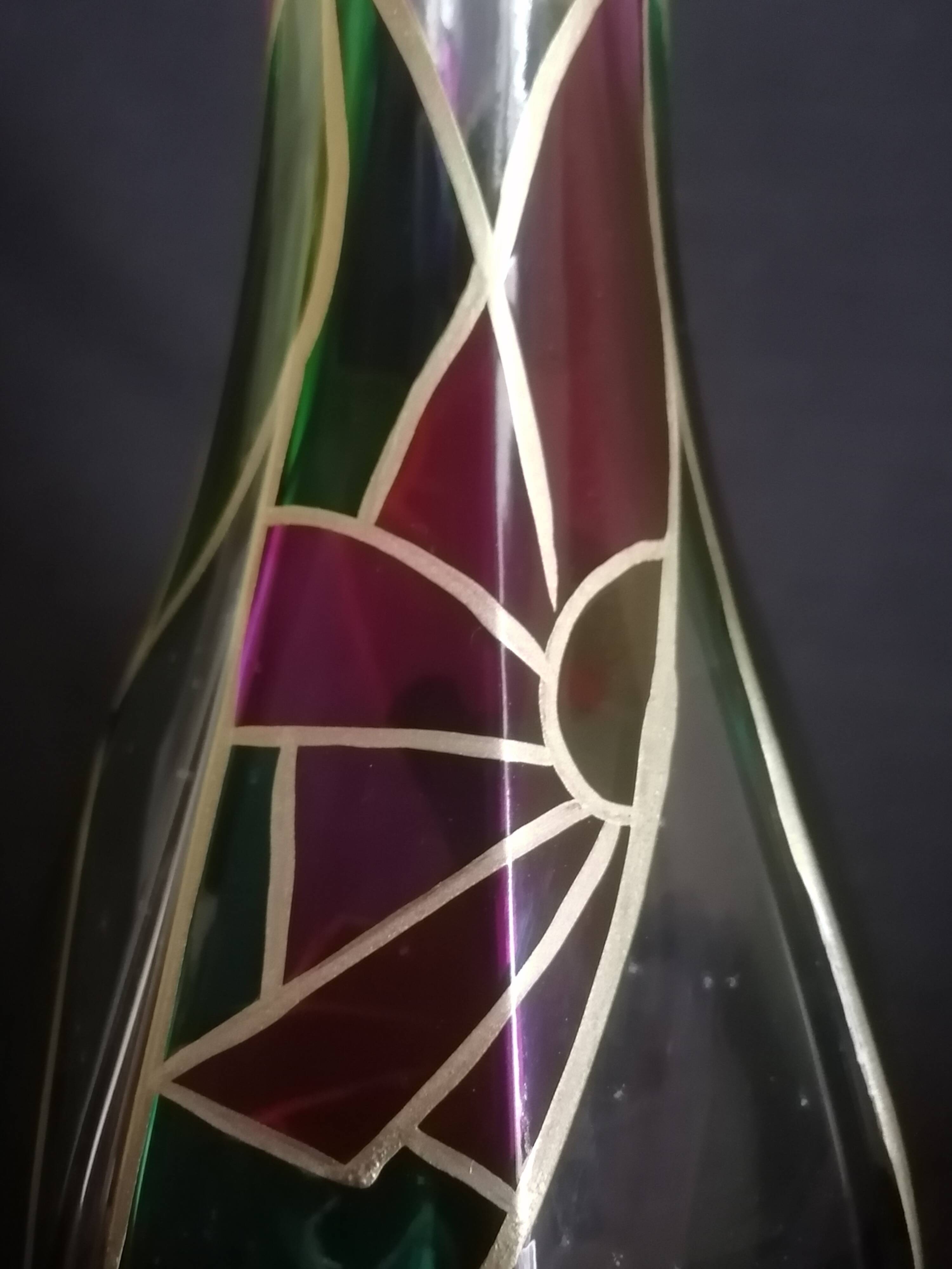 Art Deco glass carafe from Murano, Punto Arte workshop, Luigi Bormiol style.