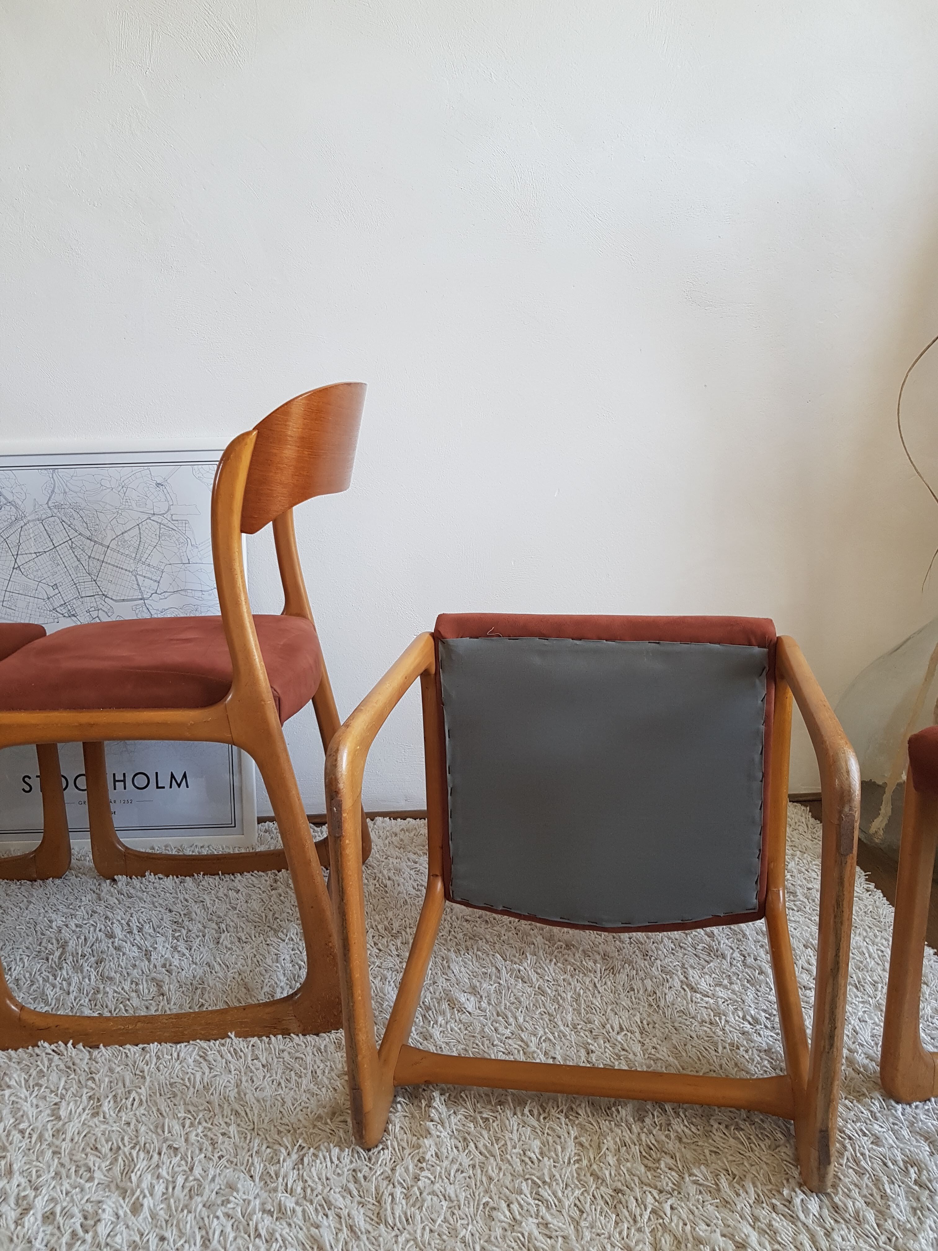 Suite de 4 chaises traineaux Baumann, 1960