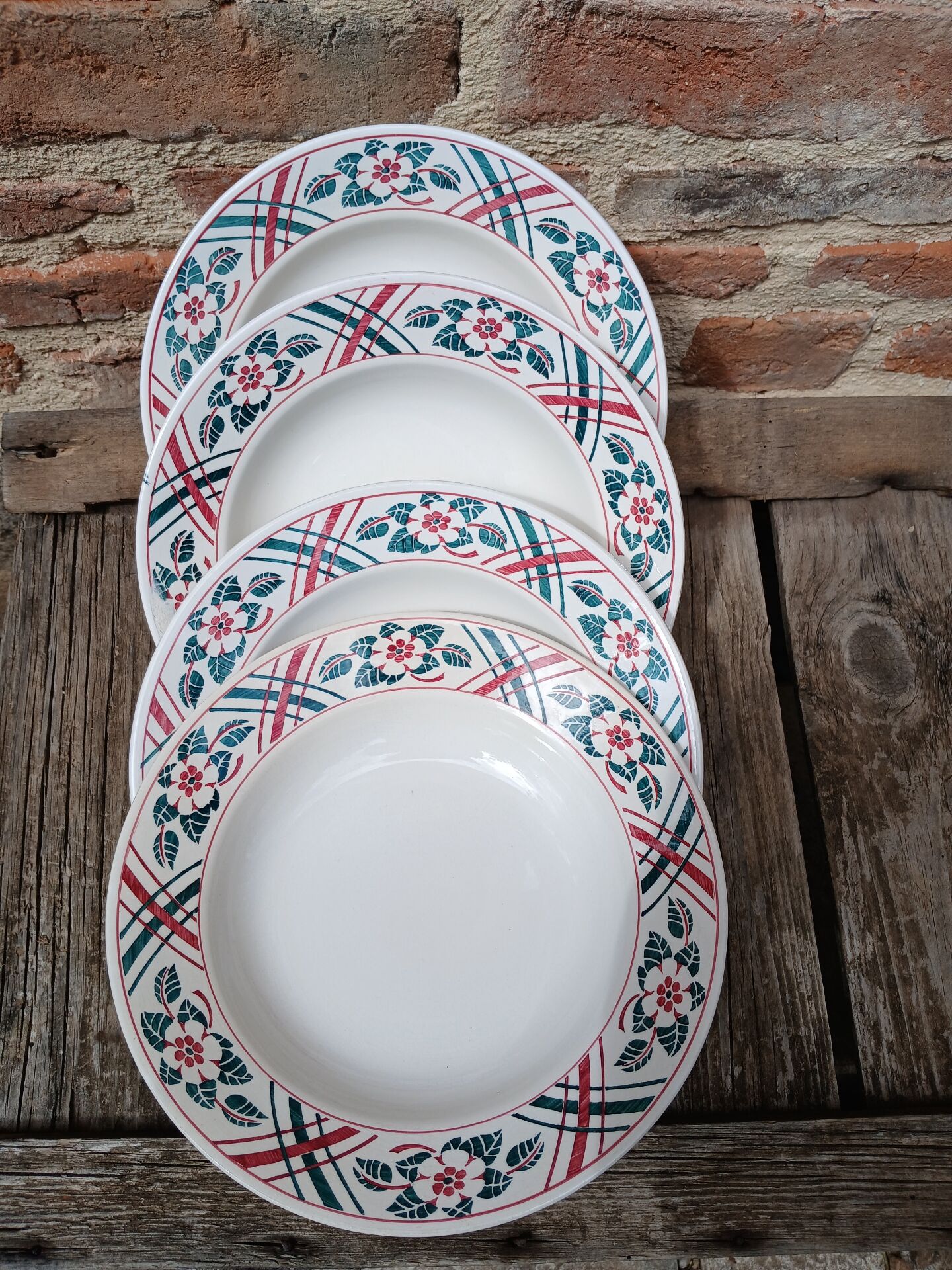 4 antique deep plates from Sarreguemines