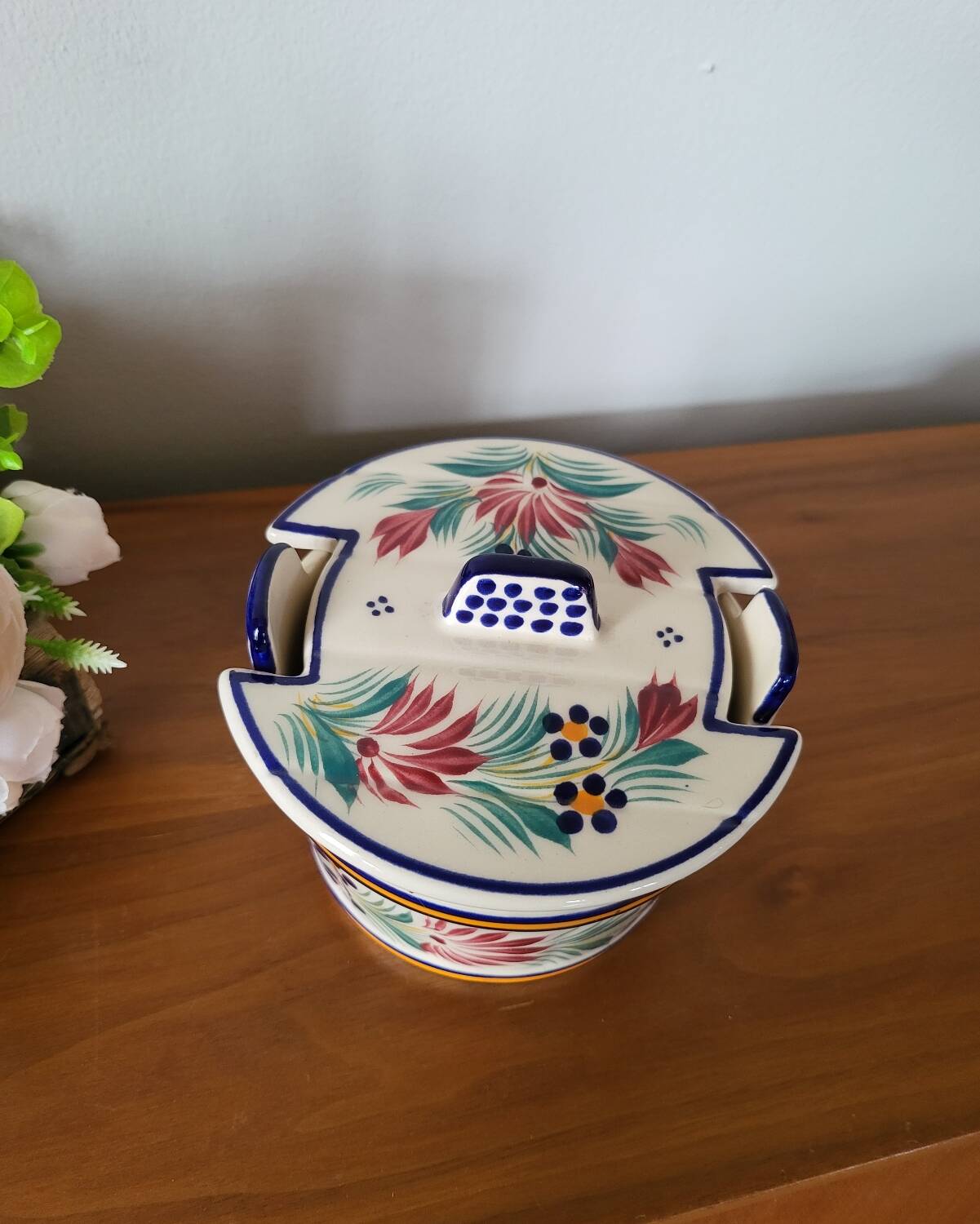 Quimper Earthenware Butter Dish HB Henriot