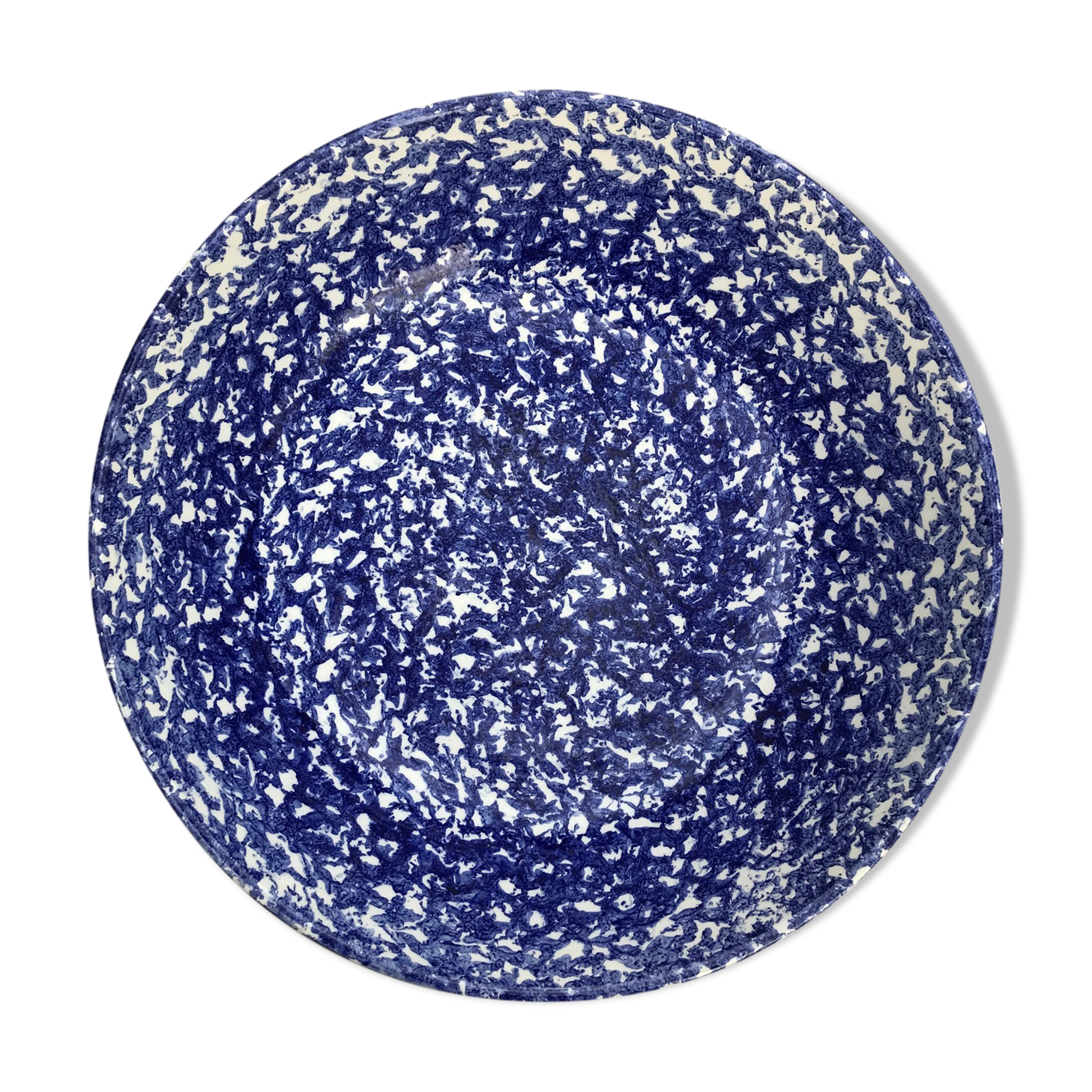 Flat hollow blue speckled Italian Vintage