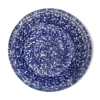 Flat hollow blue speckled Italian Vintage