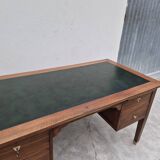 Louis XVI style minister's desk in solid walnut, 4 drawers, old manufacture