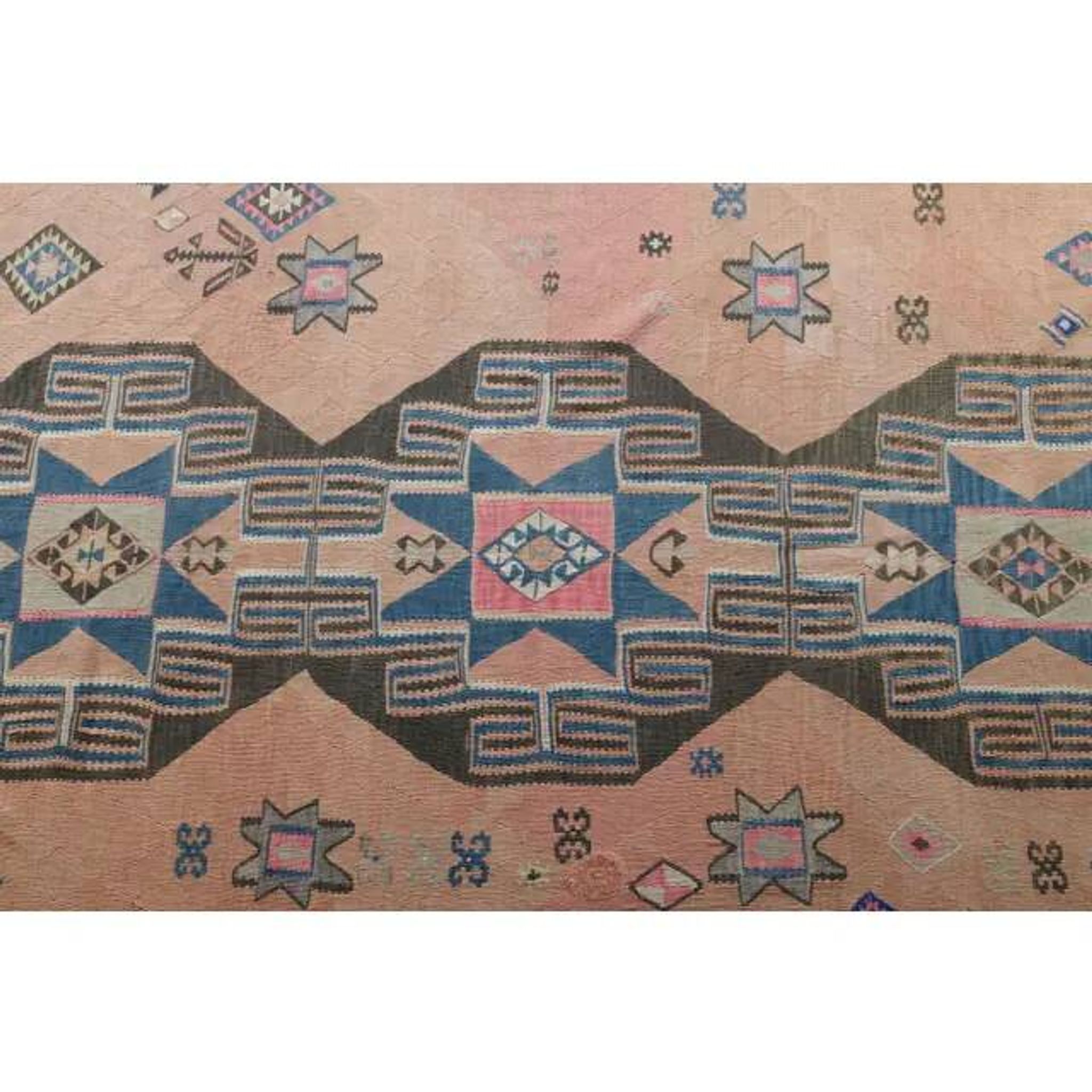 Vintage Turkish Oushak Handmade Cotton Orange Wool Kilim Runner Rug 170x404