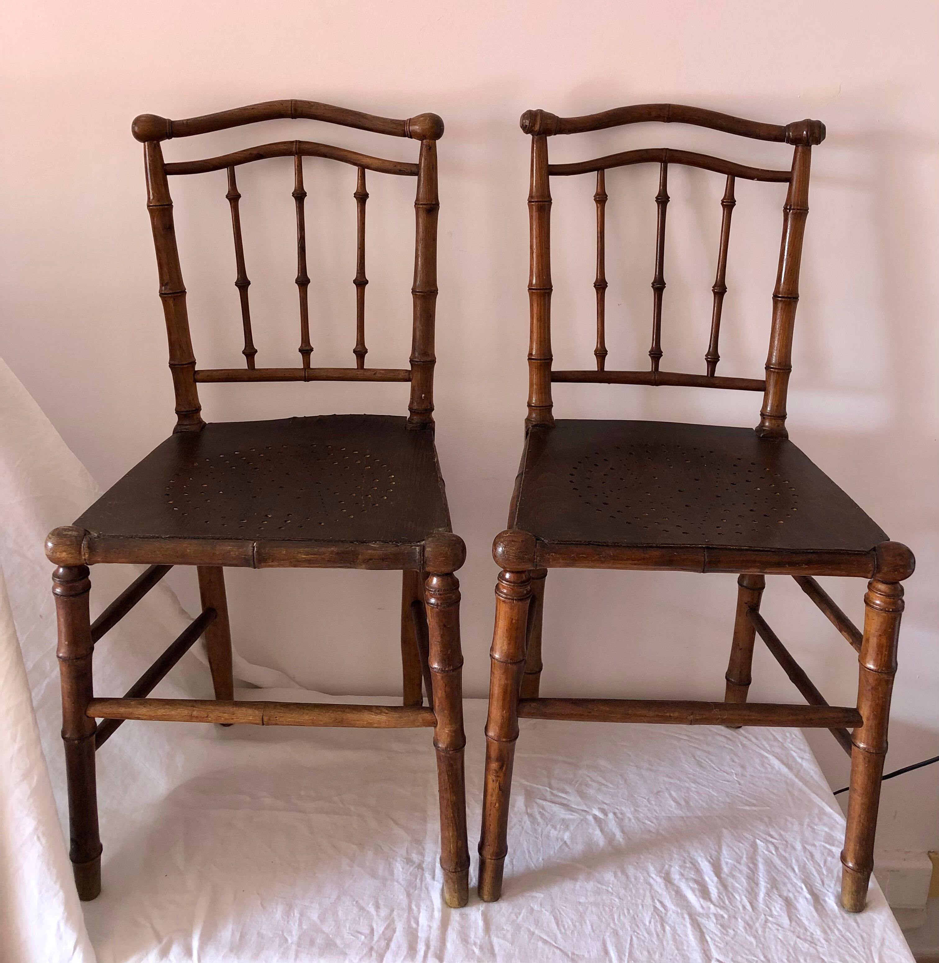 Vintage wooden and bamboo chairs