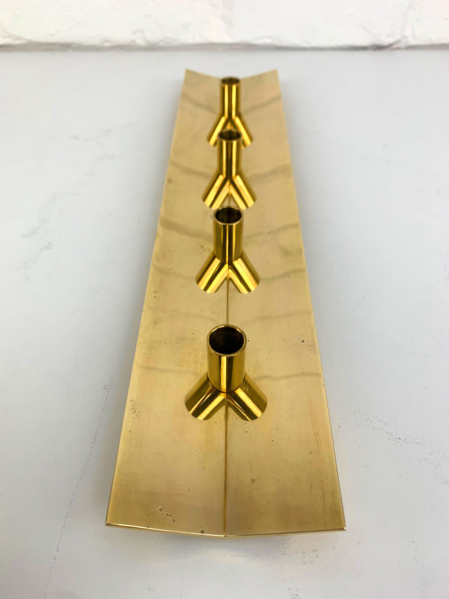 Scandinavian brass candle holder, vintage, Pierre Forsell for Skultuna, 1960