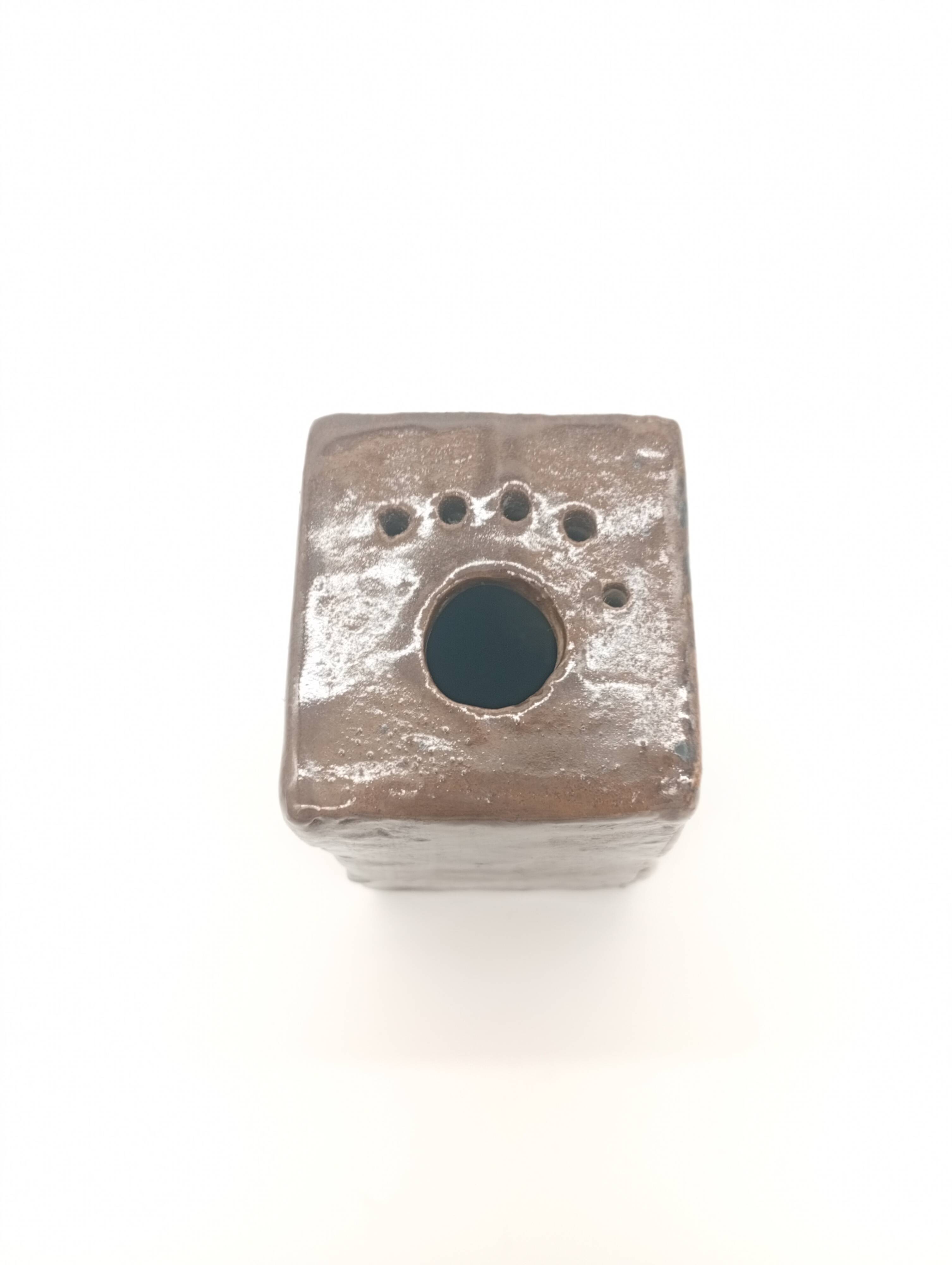 Vintage Ceramic Square Flower Vase Grès Pique Fleurs Scarified France 60