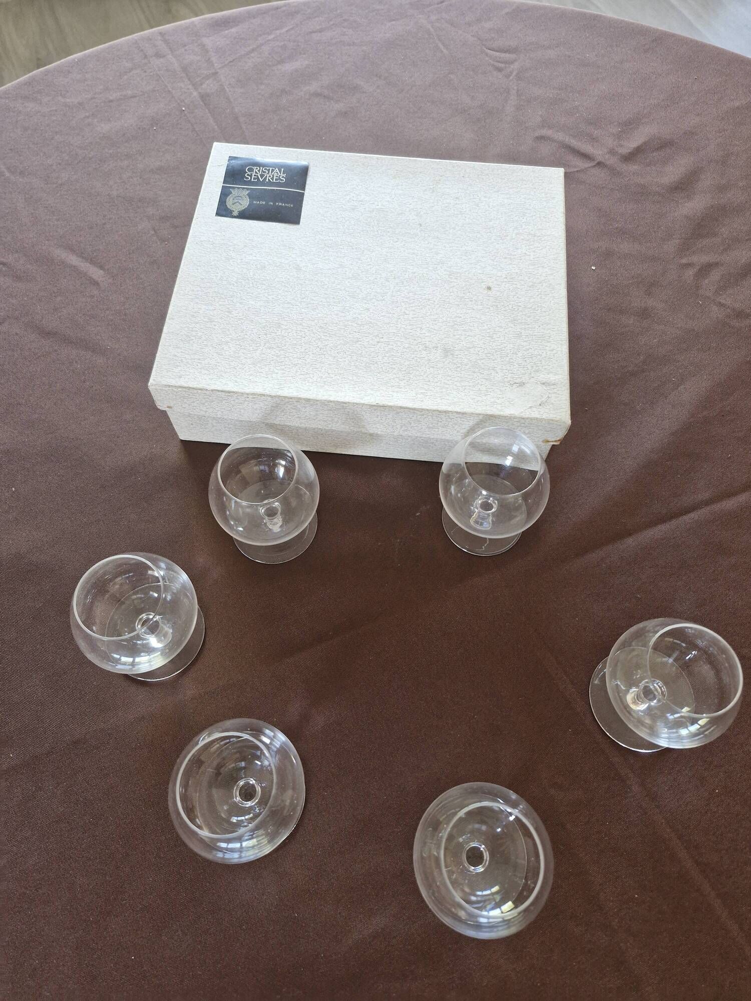 Box of 6 crystal cognac glasses from sèvres –