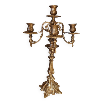 Silver metal candlestick 5 lights baroque style