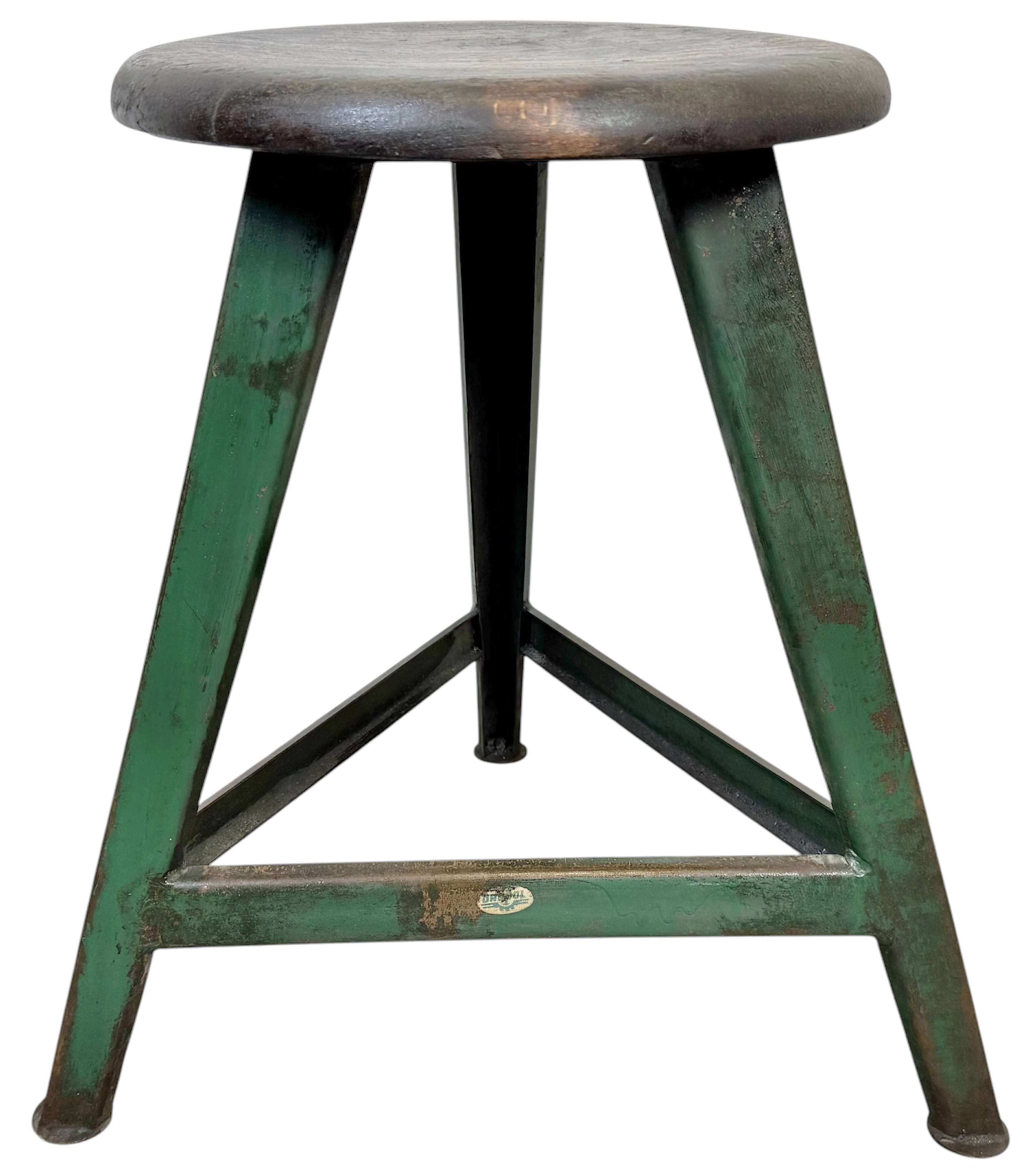 Dark Green Industrial Workshop Stool from Drupol, 1960s