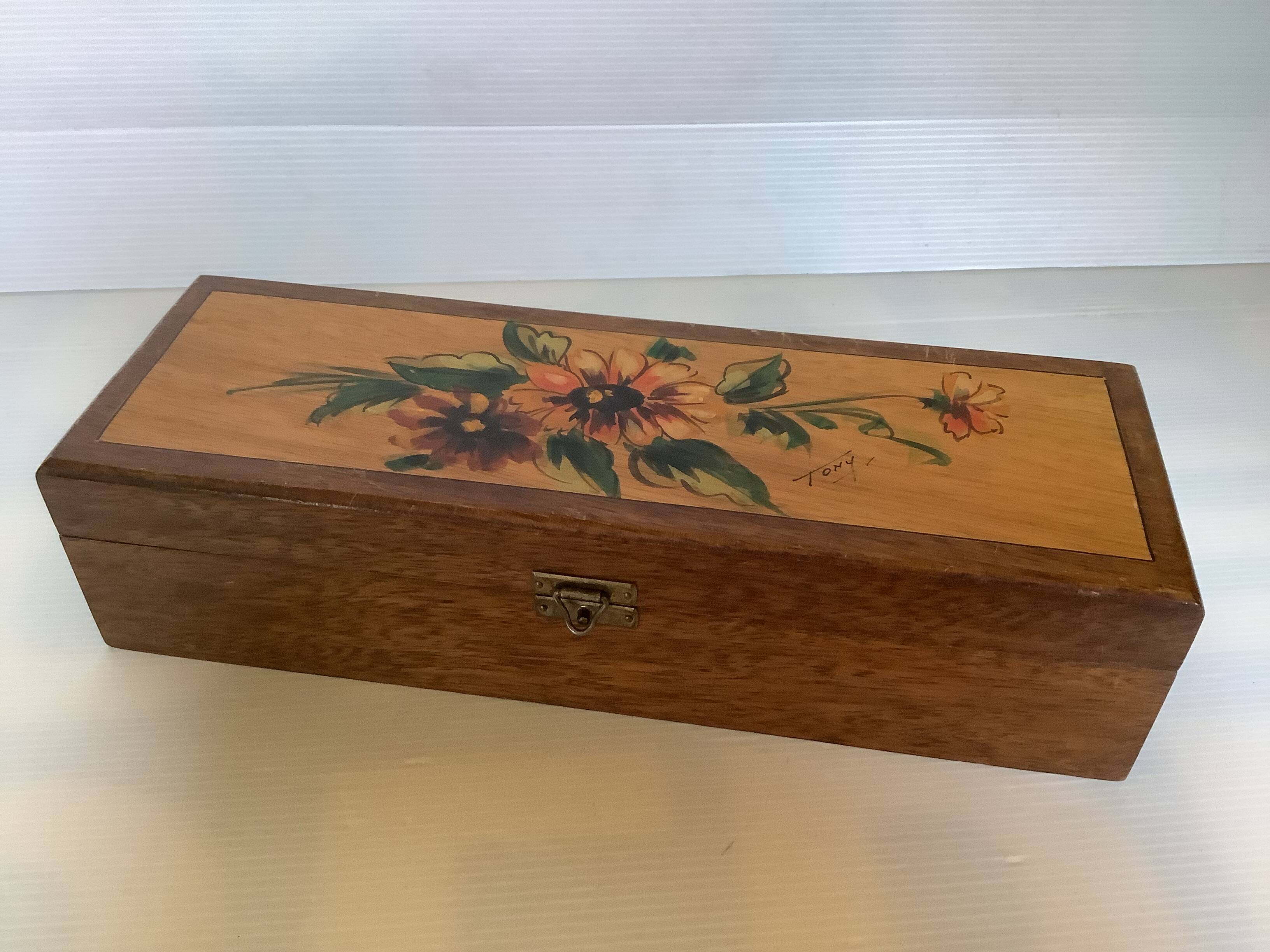 Hand decorated wooden box