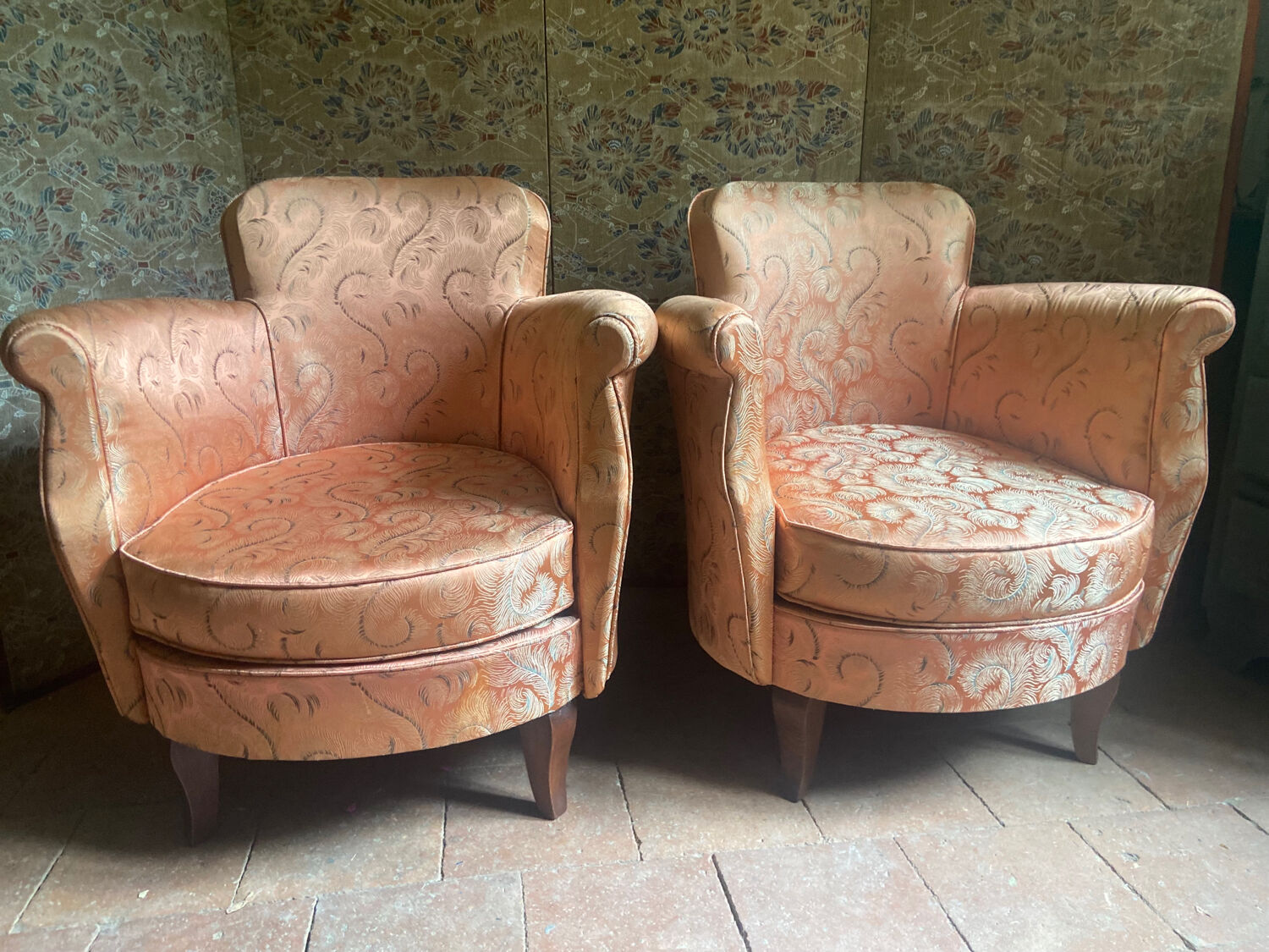 Pair of toad armchairs