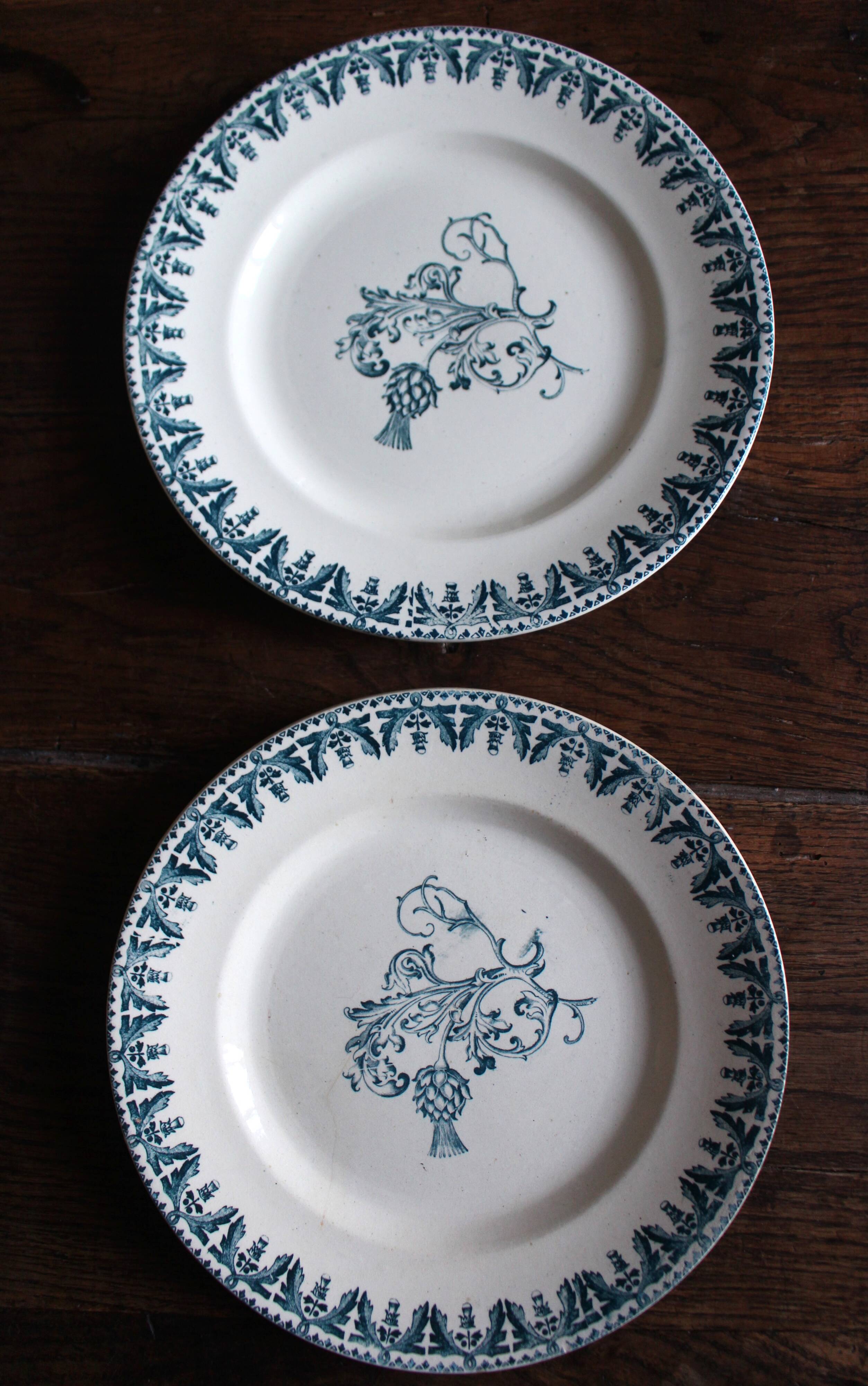 6 flat plates La Lorraine Salins Gien English Indies
