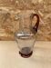 Antique clear blown glass pitcher + orange handle & foot vintage