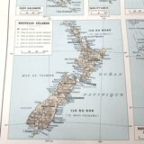 Vintage map on the islands of Oceania Australia Hawaii 43x43cm from 1950