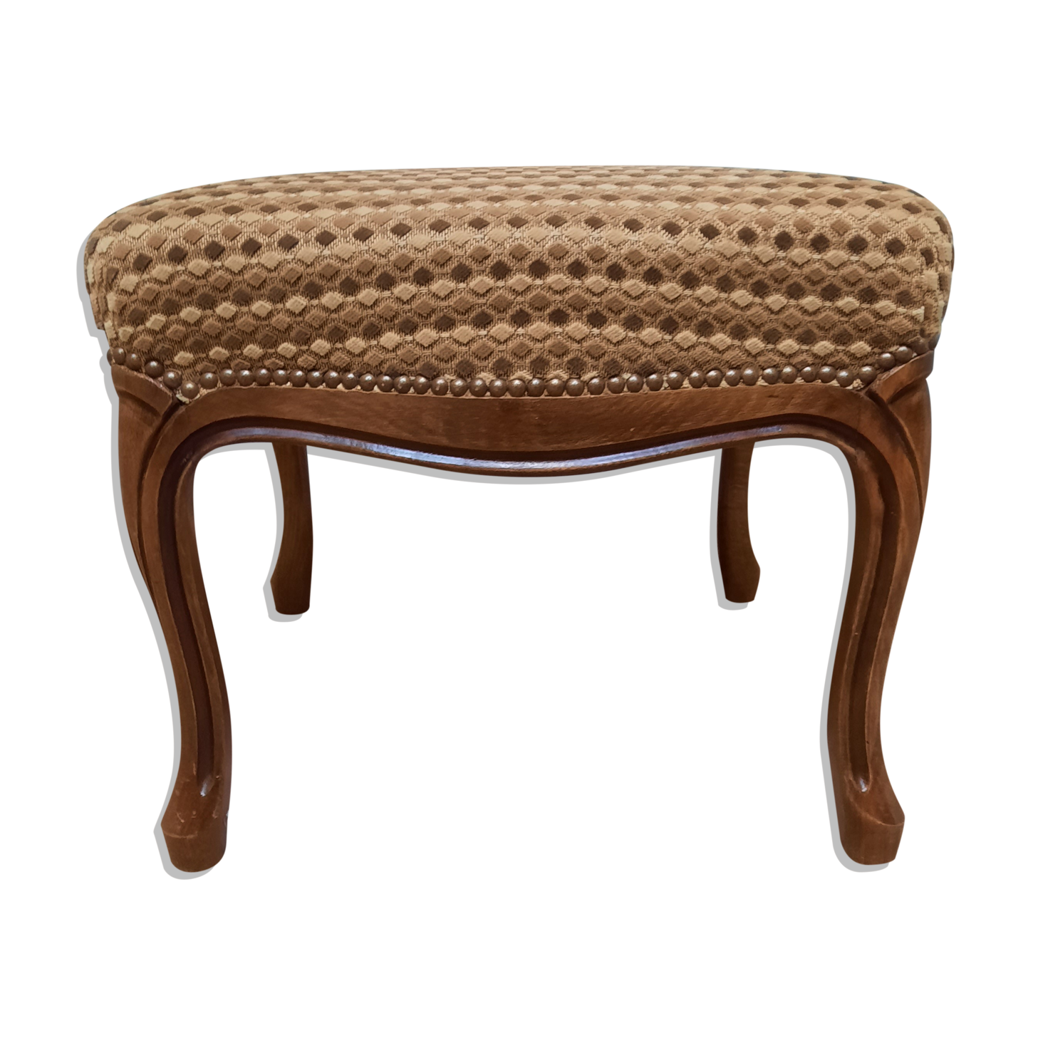 Pouf upholstered legs cambered in mahogany