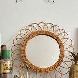 Old vintage rattan mirror