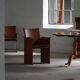 Set of 4 brown/red leather armchairs, Tito Agnoli, modern Italian, 1970s.