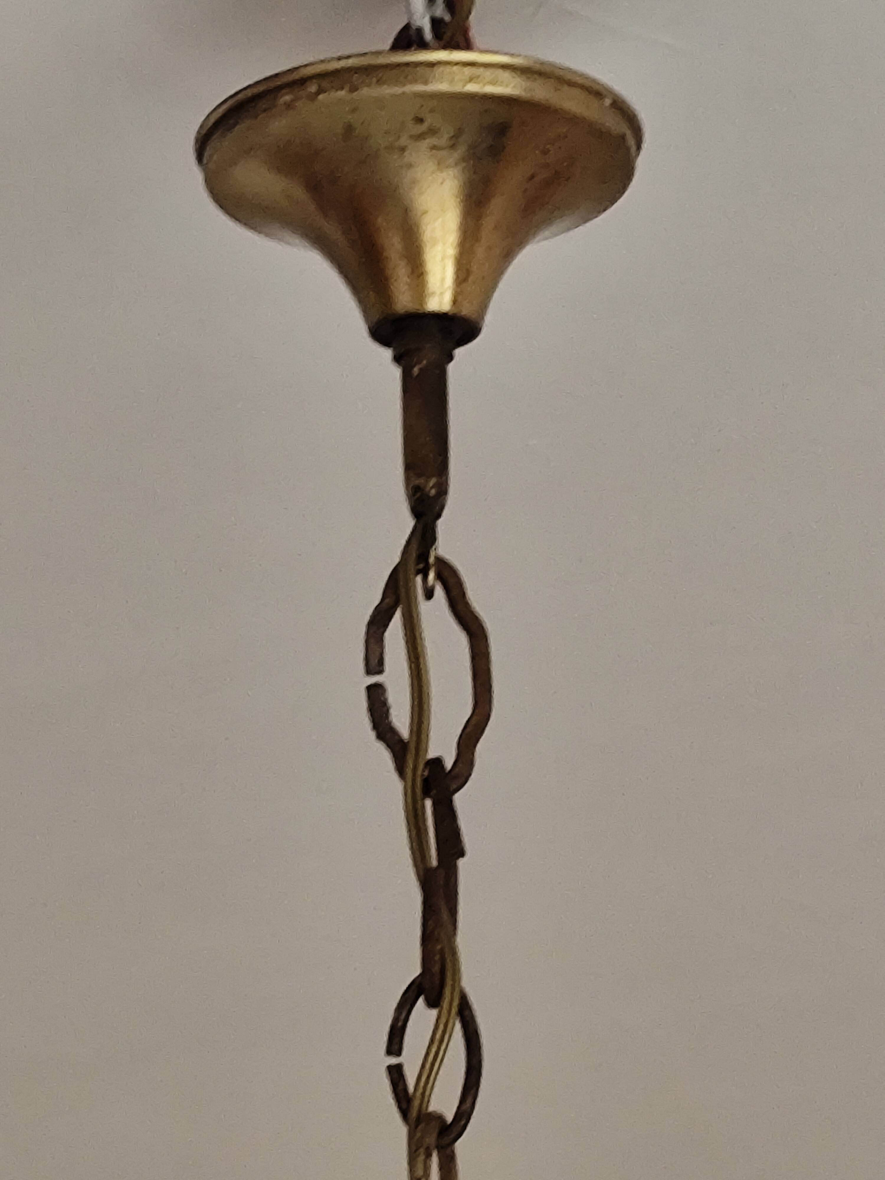 Cylindrical brass and glass lantern in Louis XVI style.