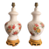 Antique Pair of Ceramic Floral Bulbous Lamps Shabby Chic