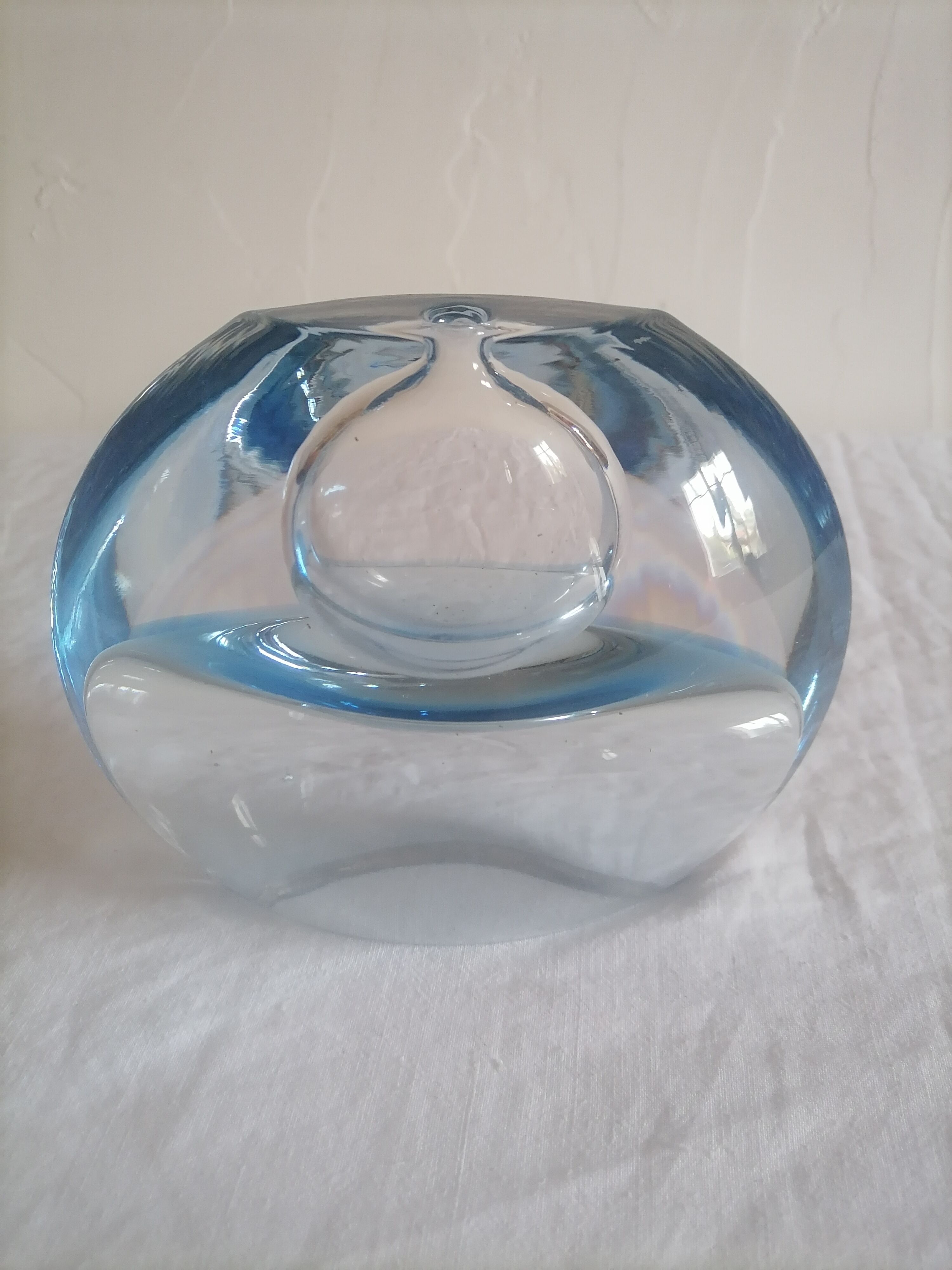 Ancient soliflore vase in bluish glass