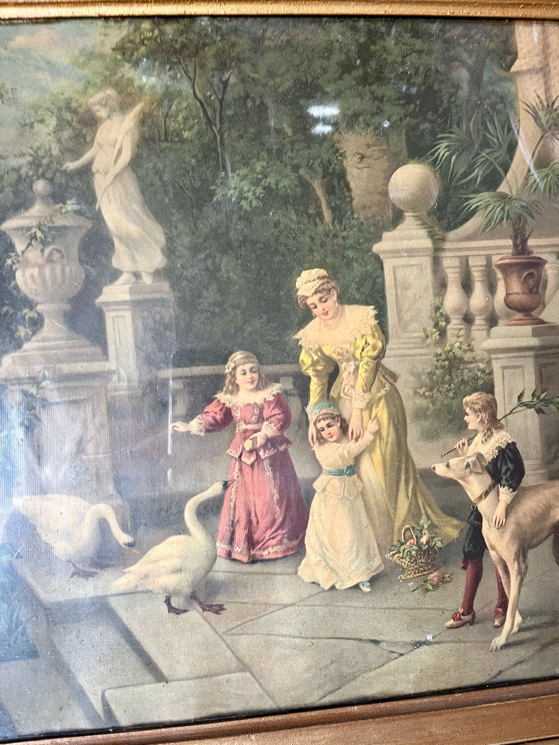 Antique print of the nineteenth century gilded frame