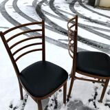 Vintage 60s slatted chairs and leatherette