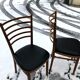 Vintage 60s slatted chairs and leatherette