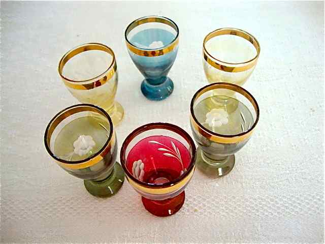 Set 6 petits verres cristal coloré