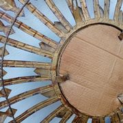 Vintage sun mirror in patinated gold metal – Spain 1950s / 60s