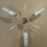 Lustre 1950/60 en verre et laiton