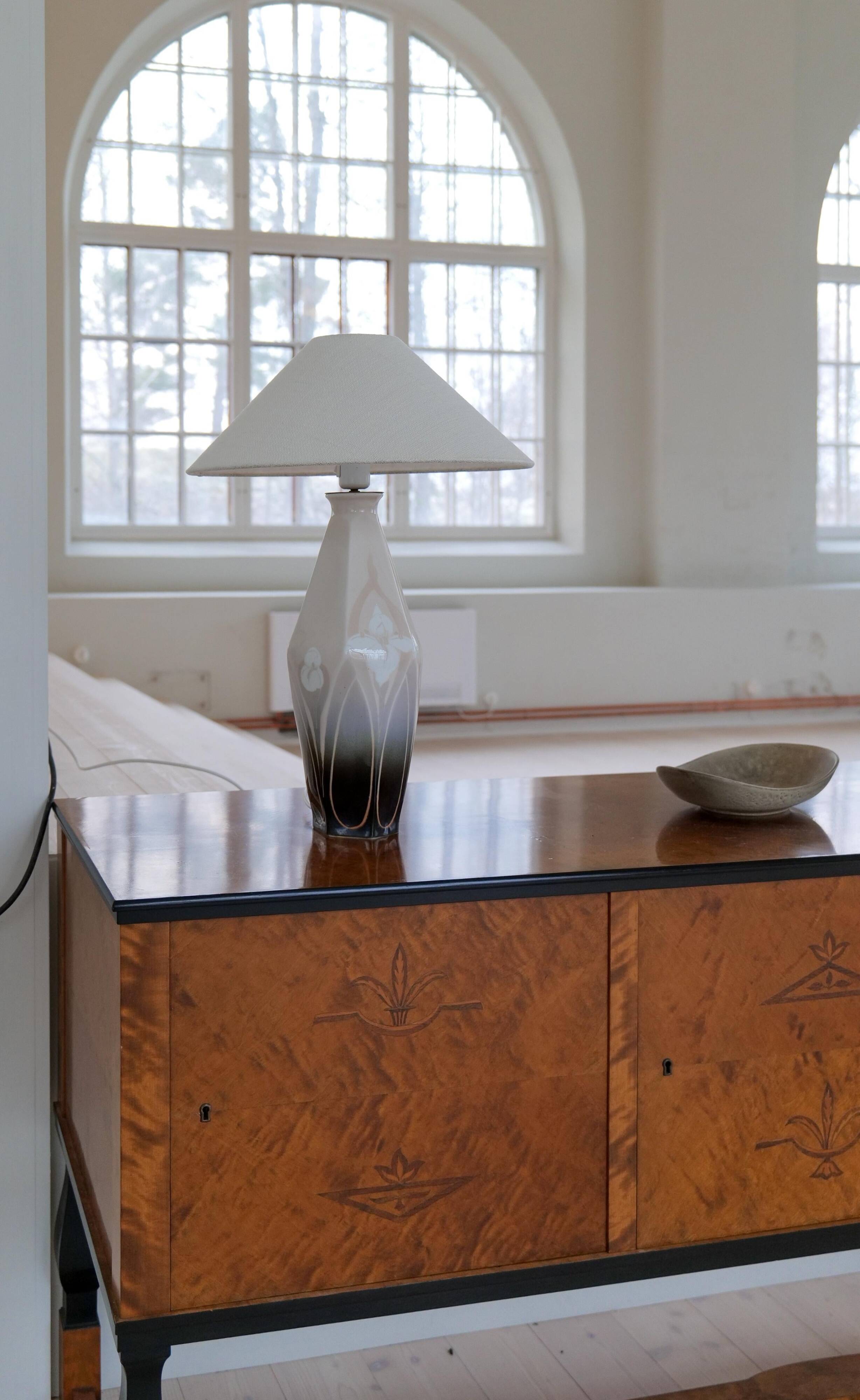 Art Nouveau ceramic table lamp Rörstrand Sweden, 1900