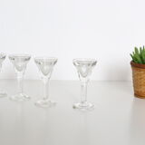 Set de 4 verres à liqueur, verre à pieds, vintage