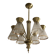 1950s six-branch brass and glass chandelier