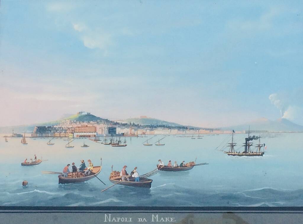 Neapolitan gouaches: View of Naples. 19th century. Giuseppe Scoppa (attributed)