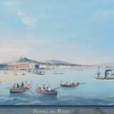 Neapolitan gouaches: View of Naples. 19th century. Giuseppe Scoppa (attributed)